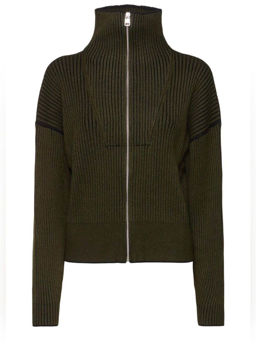 Varley Carmen Rib Knit Full Zip Sweater Green Size Medium - Picture 2 of 8